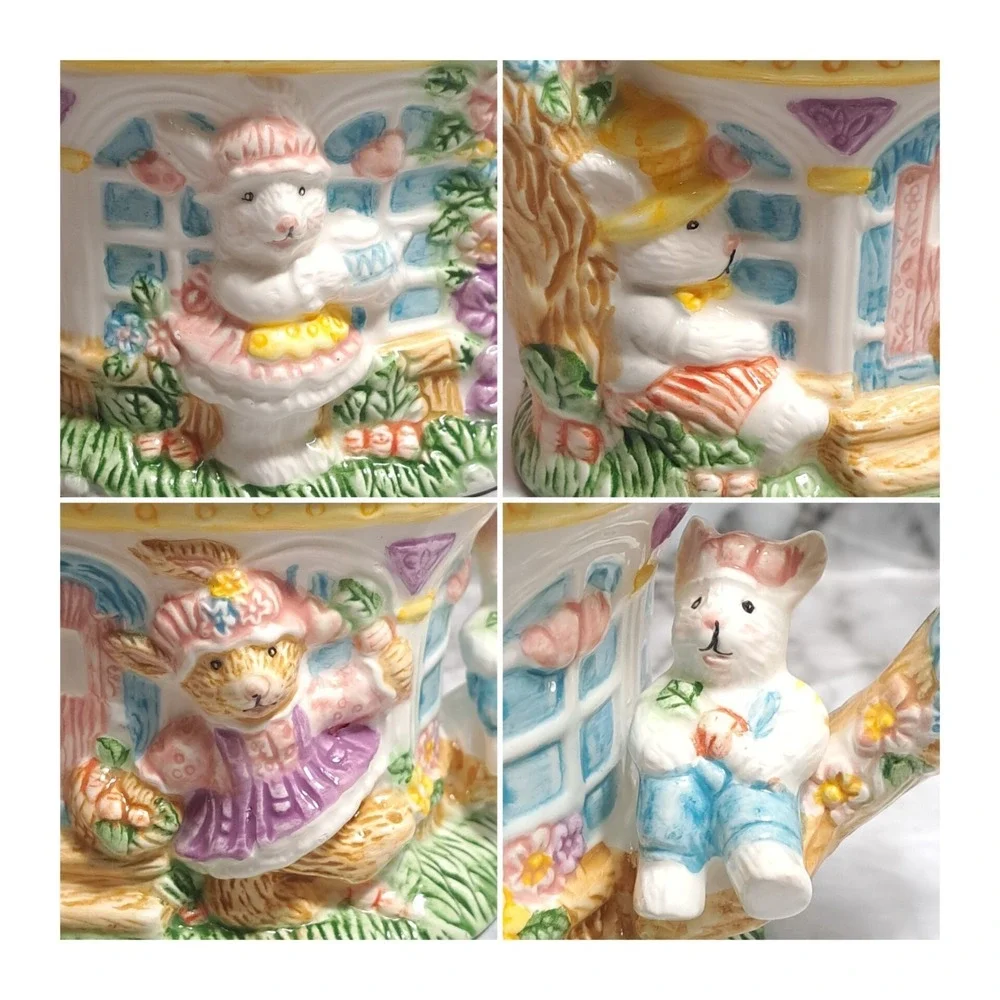 Mercuries 2002 Ceramic Garden Party Springtime Tea Pot Rabbit Easter Bunny‎